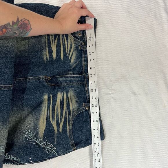 Y2K Diesel Bleached Whisker Stone Wash Peacock Feather Detail Midi Skirt Women’s - Picture 5 of 6